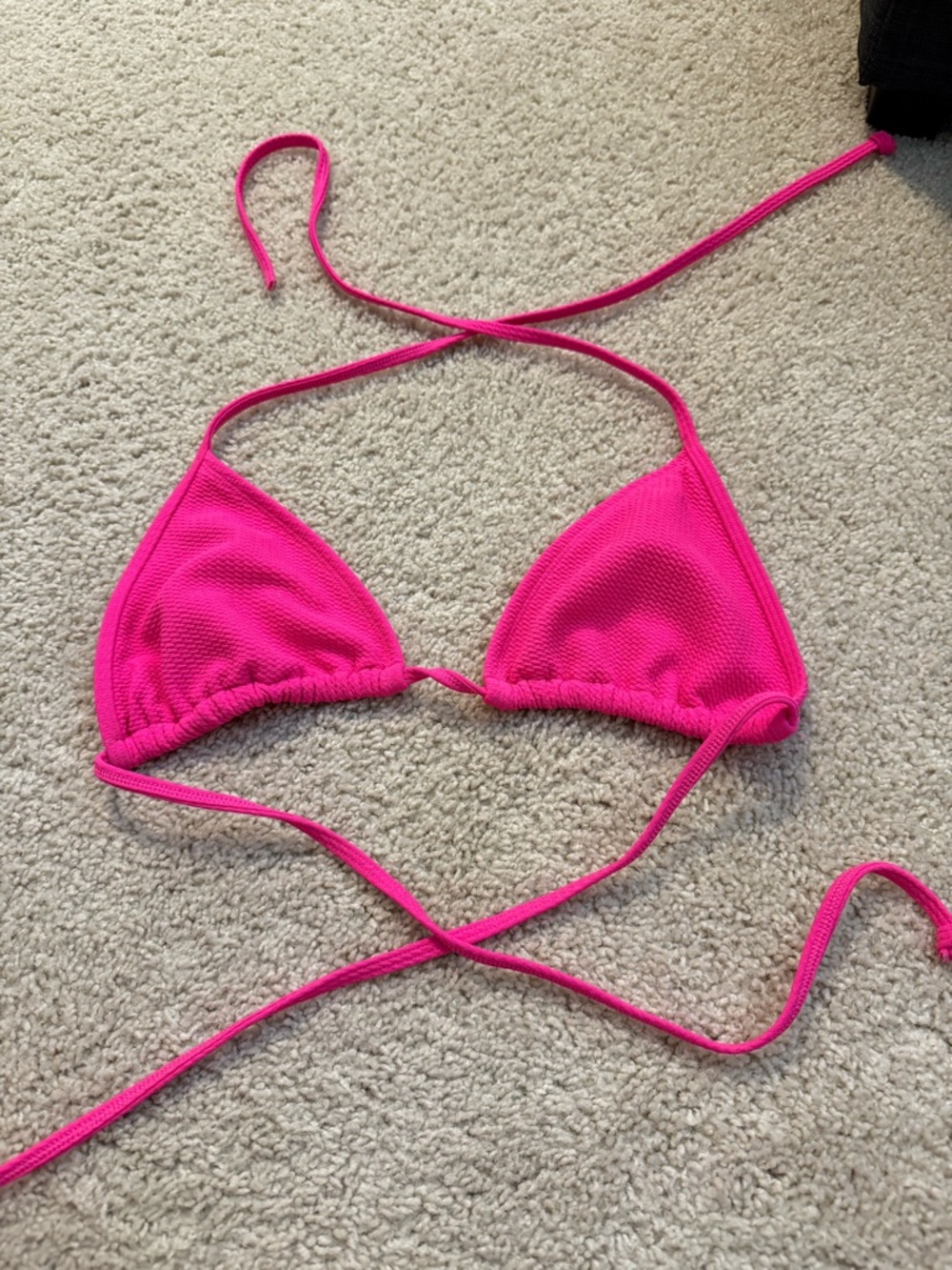 Vibrant Fuchsia Textured Triangle Bikini Top